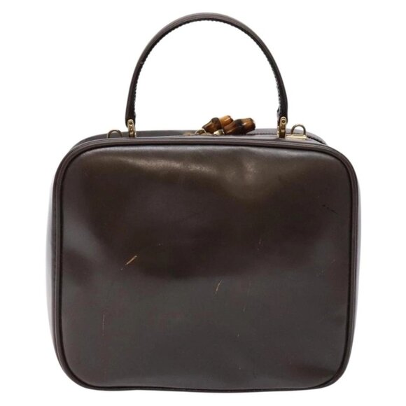 GUCCI Bamboo Vanity Hand Bag Patent leather Brown Gold Auth ep10340 - Picture 2 of 16